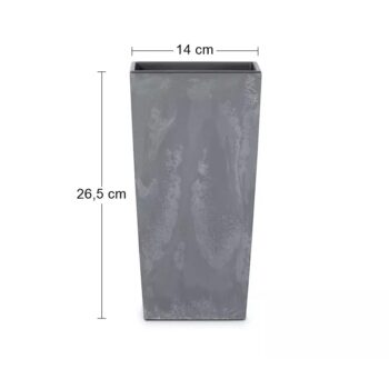Hranatý plastový kvetináč DURS140E 14 cm je vhodný na celoročné použitie, či už v interiéri alebo v exteriéri. Vďaka jeho krásnemu prevedeniu v tmavosivej farbe, ktoré imituje betón, sa bude dokonale vynímať na terase, záhrade, balkóne či v obývačke alebo všade tam, kde si zmyslíte. Je vyrobený…