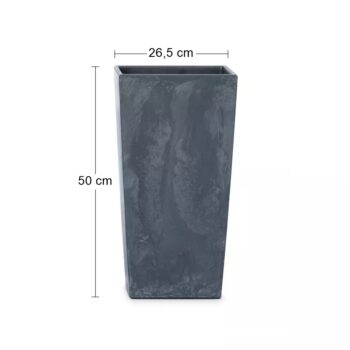 Hranatý plastový kvetináč DURS265E 26,5 cm je vhodný na celoročné použitie, či už v interiéri alebo v exteriéri. Vďaka jeho krásnemu prevedeniu v antracitovej farbe, ktoré imituje betón, sa bude dokonale vynímať na terase, záhrade, balkóne či v obývačke alebo všade tam, kde si zmyslíte. Je vyrobený…