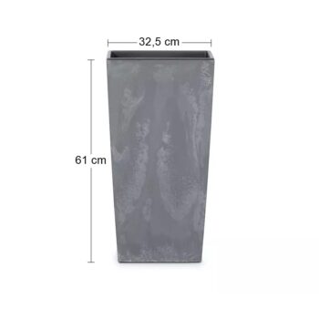 Hranatý plastový kvetináč DURS325E 32,5 cm je vhodný na celoročné použitie, či už v interiéri alebo v exteriéri. Vďaka jeho krásnemu prevedeniu v tmavosivej farbe, ktoré imituje betón, sa bude dokonale vynímať na terase, záhrade, balkóne či v obývačke alebo všade tam, kde si zmyslíte. Je vyrobený…