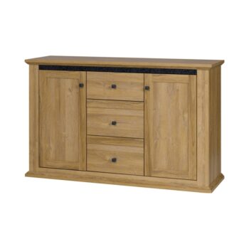 Na modernej vlne prichádza dvojdverová komoda so zásuvkami LEON MZ11. Jej rozmery sú (ŠxHxV): 140x45x87 cm. Zdobia ju skromné, ale elegantné kovové úchytky. Disponuje úložným priestorom v podobe troch zásuviek a dvoch jednodverových skriniek. Provensálsky sektorový nábytok LEON Vám pomôže zariadiť…