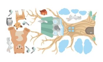 Dekoračná nálepka na stenu domček pre zvieratká 100 x 200 cm