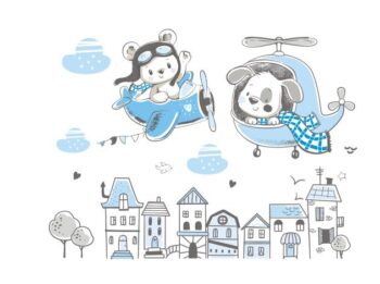 Dekoračná nálepka na stenu lietajúci psíčkovia 60 x 120 cm