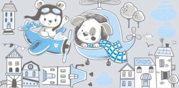 Dekoračná nálepka na stenu lietajúci psíčkovia 80 x 160 cm