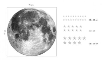 Dekoračná nálepka na stenu mesiac s hviezdami 71 cm