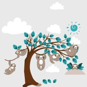 Dekoračná nálepka na stenu opice na stromoch 60 x 120 cm