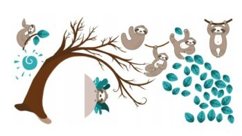 Dekoračná nálepka na stenu opice na stromoch 60 x 120 cm