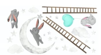 Dekoračná nálepka na stenu s motívom zajačikov 60 x 120 cm