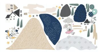 Dekoračná nálepka na stenu s rožkošným motívom zajačikov 60 x 120 cm