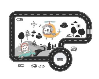 Dekoračná tapeta pre chlapcov do detskej izby autodráha 60 x 120 cm