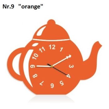 Dekoračné kuchynské hodiny v tvare čajníka oranžová