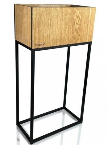 Dekoračný vysoký kvetináč z hladkého prírodného dubu LOFT FIORINO 42X22X80 cm