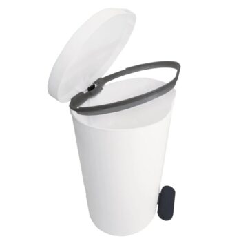 Denox Oval pedálový odpadkový kôš 25 l, plast, biely, 25 l