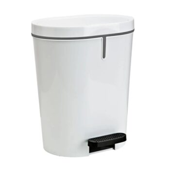 Denox Oval pedálový odpadkový kôš 25 l, plast, biely, 25 l