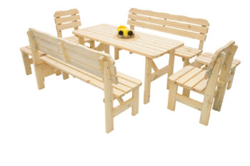 Deokork Masívna drevená záhradná zostava z borovice 1+6 drevo 32 mm (150 cm)
