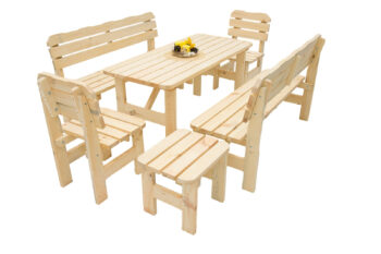 Deokork Masívna drevená záhradná zostava z borovice 1+6 drevo 32 mm (150 cm)