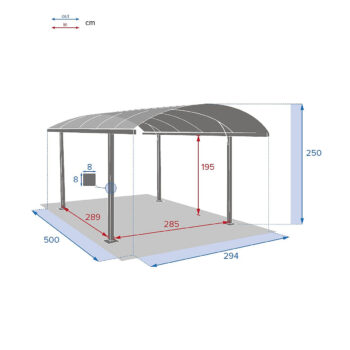 Deokork Prístrešok na auto PORTLAND 5x2,9 m