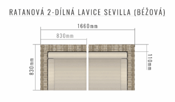 Deokork Ratanová 2-dielna lavica SEVILLA (béžová)