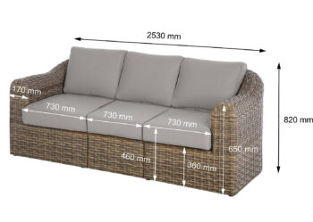 Deokork Ratanová lavica pre 3 osoby BORNEO LUXURY (hnedá)