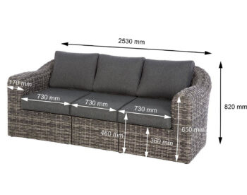 Deokork Ratanová lavica pre 3 osoby BORNEO LUXURY (sivá)