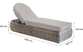 Deokork Ratanová lehátko polohovateľné vr. polstrovania 198 x 68 cm BORNEO LUXURY (hnedá)
