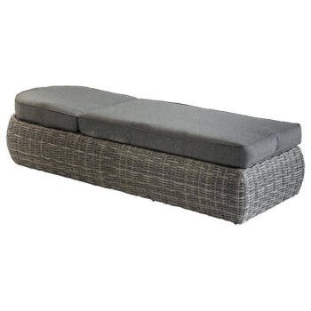 Deokork Ratanová lehátko polohovateľné vr. polstrovanie 198 x 68 cm BORNEO LUXURY (sivá)