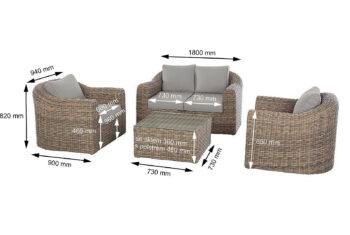 Deokork Ratanová modulová zostava BORNEO LUXURY pre 4 osoby (hnedá)