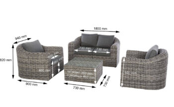 Deokork Ratanová modulová zostava BORNEO LUXURY pre 4 osoby (sivá)