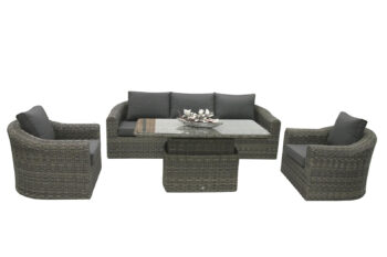 Deokork Ratanová modulová zostava BORNEO LUXURY pre 5 osôb (sivá)