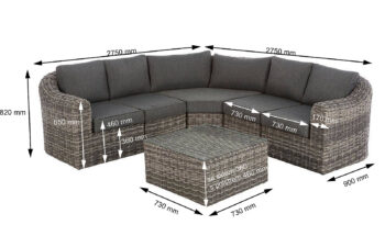 Deokork Ratanová modulová zostava BORNEO LUXURY pre 8 osôb (sivá)
