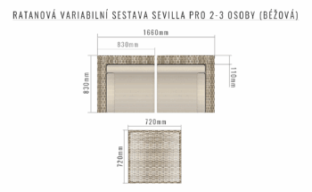 Deokork Ratanová variabilná zostava SEVILLA pre 2-3 osoby (béžová)