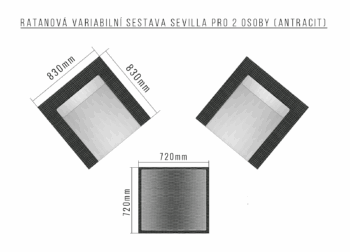 Deokork Ratanová variabilná zostava SEVILLA pre 2 osoby (antracit)