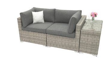 Deokork Ratanová variabilná zostava SEVILLA pre 2 osoby (sivá)