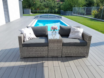 Deokork Ratanová variabilná zostava SEVILLA pre 2 osoby (sivá)