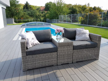 Deokork Ratanová variabilná zostava SEVILLA pre 2 osoby (sivá)