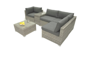 Deokork Ratanová variabilná zostava SEVILLA pre 4 osoby (sivá)