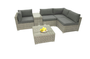 Deokork Ratanová variabilná zostava SEVILLA pre 4 osoby (sivá)