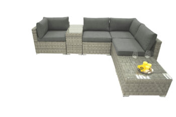 Deokork Ratanová variabilná zostava SEVILLA pre 4 osoby (sivá)