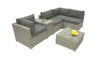 Deokork Ratanová variabilná zostava SEVILLA pre 4 osoby (sivá)