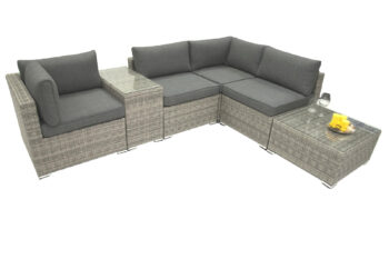 Deokork Ratanová variabilná zostava SEVILLA pre 4 osoby (sivá)