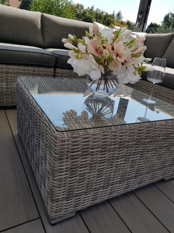 Deokork Ratanová variabilná zostava SEVILLA pre 4 osoby (sivá)