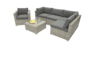 Deokork Ratanová variabilná zostava SEVILLA pre 5 osôb  (sivá)