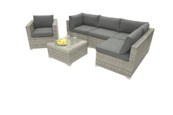 Deokork Ratanová variabilná zostava SEVILLA pre 5 osôb  (sivá)