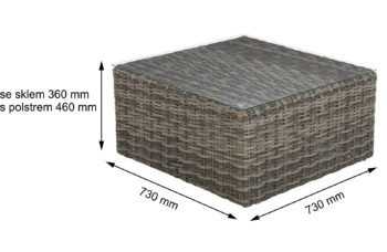 Deokork Ratanové stolík/taburet 73 x 73 cm BORNEO LUXURY (sivá)