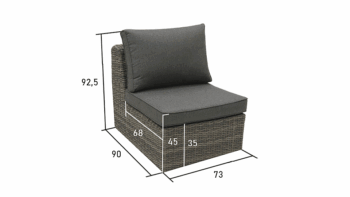 Deokork Ratanový stredový diel BORNEO LUXURY (sivá)