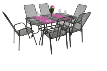 Deokork Záhradná kovová zostava SANDRA 1+6 stůl 160x95 cm (CT311)