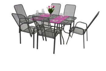 Deokork Záhradná kovová zostava SANDRA 1+6 stůl 160x95 cm (CT311)