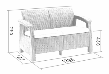 Deokork Záhradná ratanová pohovka 2-miestna CORFU LOVE SEAT (antracit)
