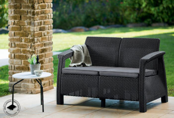 Deokork Záhradná ratanová pohovka 2-miestna CORFU LOVE SEAT (antracit)