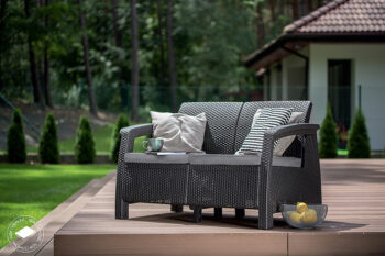 Deokork Záhradná ratanová pohovka 2-miestna CORFU LOVE SEAT (antracit)