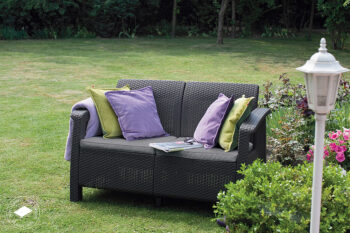 Deokork Záhradná ratanová pohovka 2-miestna CORFU LOVE SEAT (antracit)